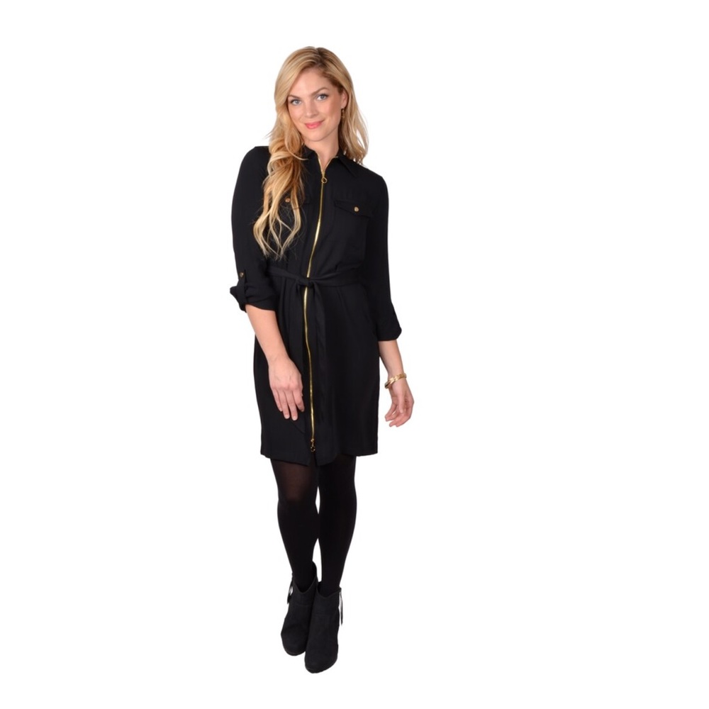 Calvin Klein Black Belted Shirt Dress